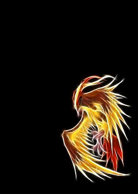 Fiery Phoenix on Black Background