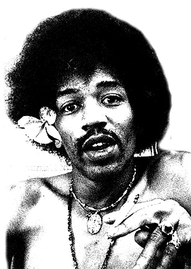 Jimi Hendrix Black and White Portrait
