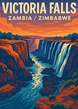 Victoria Falls Travel Poster