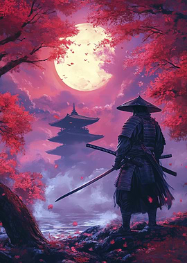 Samurai under the Moonlit Sky