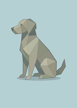 Geometric Dog Illustration on Blue Background
