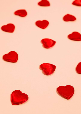Red Hearts on Light Pink Background