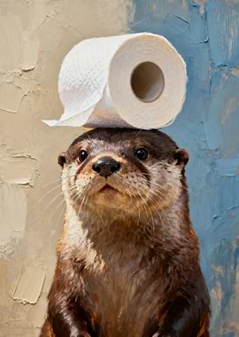 Otter with Toilet Paper Hat