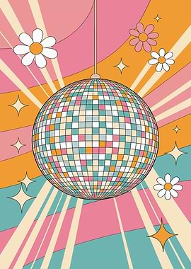 Retro Disco Ball with Floral Accents