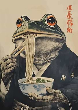 Frog Eating Noodles