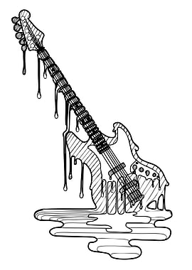 Melting Electric Guitar Line Art