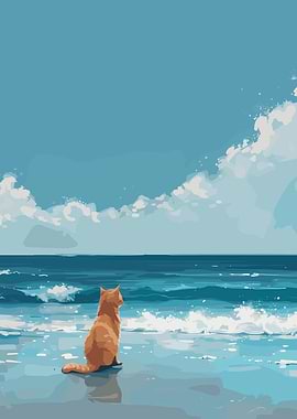 Cat on the beach