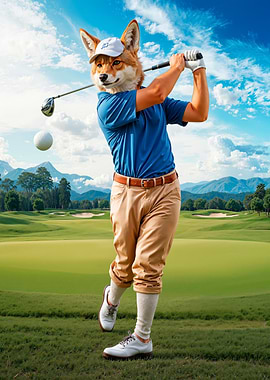 coyote Golfer on the Green