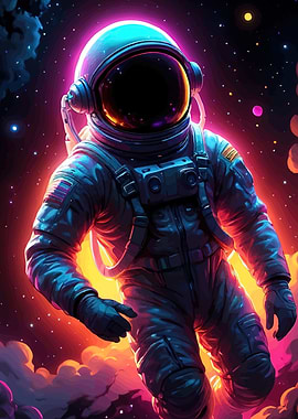 Astronaut Space Neon Glow