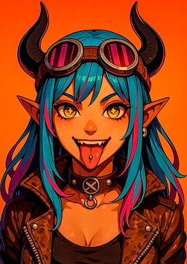 Anime Devil Girl with Goggles