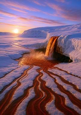 Blood Falls, Antarctica landscape at sunset