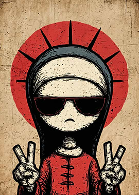 Cool Nun with Peace Signs