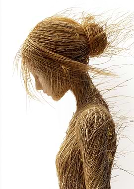 Wooden Woman Sculpture Profile