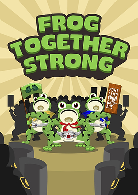 Frog Together Strong Cartoon Illustration
