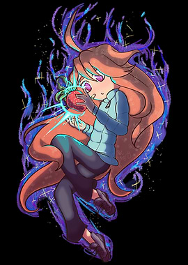 Celeste holding a strawberry