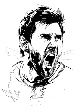 Lionel Messi Black and White Portrait