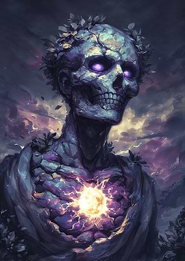 Mystical Skeleton with Glowing Heart
