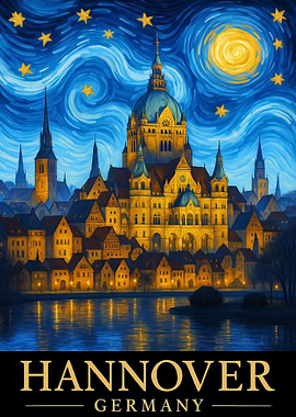 Hannover Germany Starry Night Cityscape