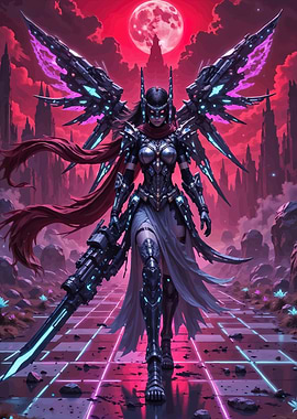 Cyberpunk Warrior Mechanical Wings