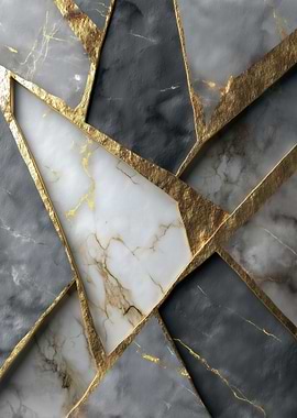 Abstract Marble and Gold Geometric Design