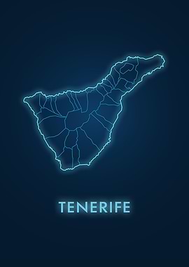 Tenerife Island Neon Map