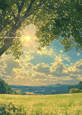 Sunlit Meadow Landscape