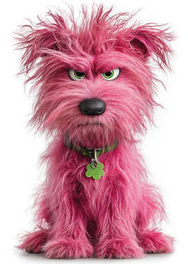 Pink Dog with Angry Expression
