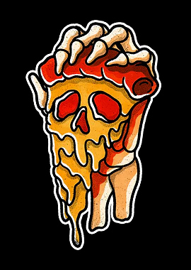 Forever Pizza Slice with Skeleton Hand