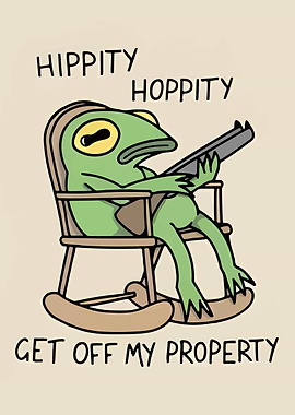 Frog with a Gun in Rocking Chair