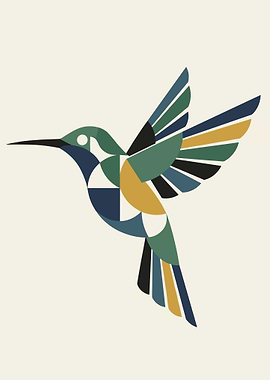 Geometric Hummingbird Art Print