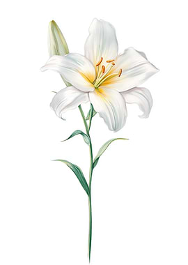Elegant White Lily Flower Illustration