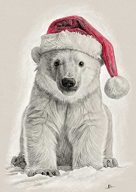 Christmas Polar Bear Cub Portrait
