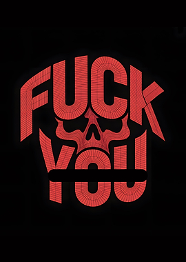 F*ck You Text Art with Skull