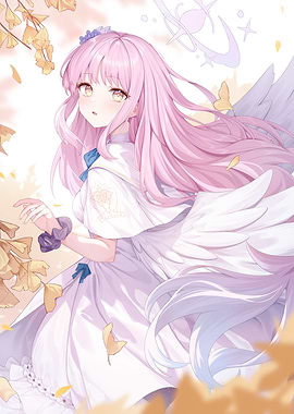 Angel Girl with Pink Hair