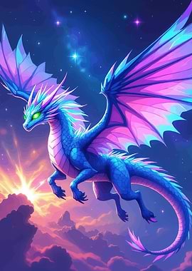 Blue and Pink Dragon Flight