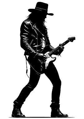 Silhouette of a Rock Guitarist