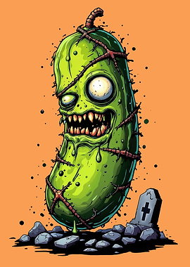 Zombie Pickle Cartoon Illustration