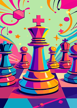 Colorful Chess Game Pop Art