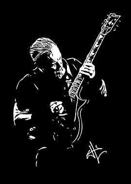 Guitarist in Black and White Silhouette