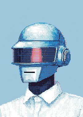 Pixelated Daft Punk Portrait