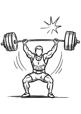 Weightlifter lifting barbell sketch illustration
