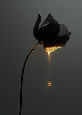 Dark Flower with Golden Drip