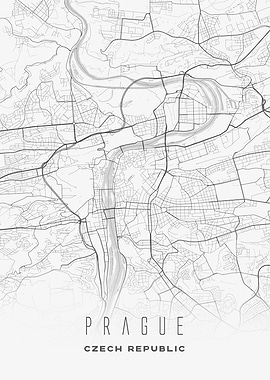 Prague, Czech Republic Map Poster - Elegant White City Art for Modern Spaces