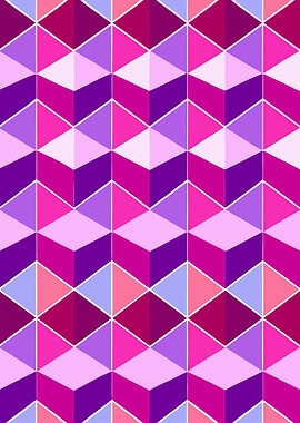 Geometric Pink and Purple Pattern Metal Wall Art