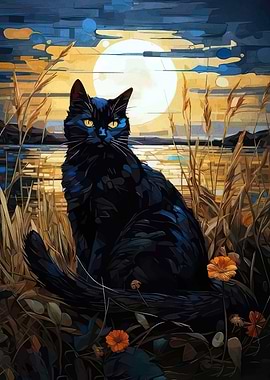Black Cat by the Lake