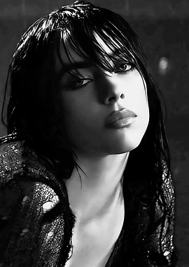 Billie Eilish Black and White Portrait