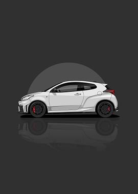 White Toyota GR Yaris Illustration