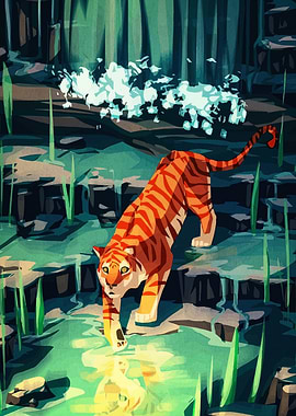 Tiger in the Jungle Illustration