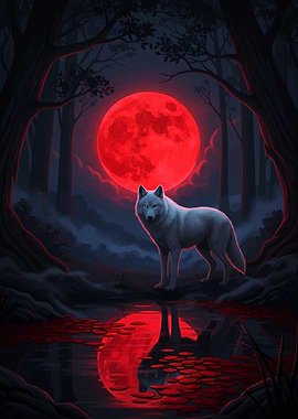 Wolf under the Red Moon