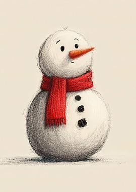Charming Snowman with Red Scarf